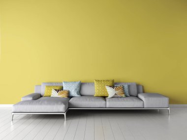 Modern parlak iç daire Salon 3d render oluşturulan bilgisayar görüntü illüstrasyon
