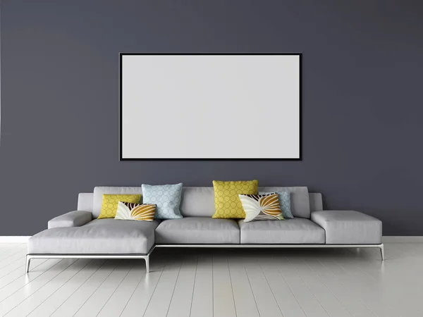 Moderne Lichte Interieur Appartement Met Mock Poster Frame Rendering Illustratie — Stockfoto