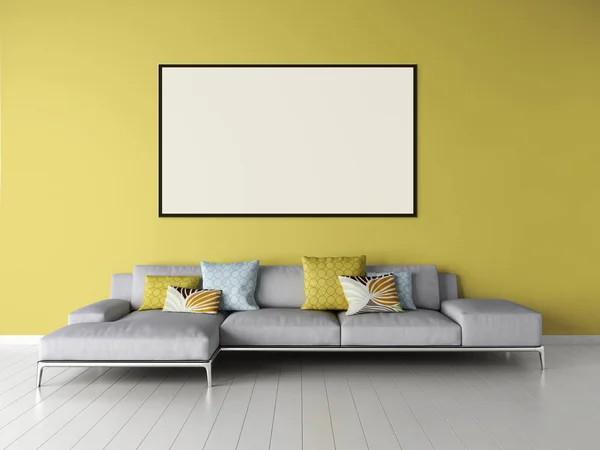 Moderne Lichte Interieur Appartement Met Mock Poster Frame Rendering Illustratie — Stockfoto