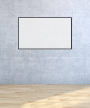 Sahte poster çerçeve resimde 3d render oluşturulan bilgisayar görüntü ile modern parlak iç daire