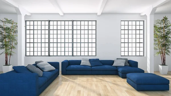 Große Luxus Moderne Helle Innenräume Wohnung Wohnzimmer Illustration Rendering Computer — Stockfoto
