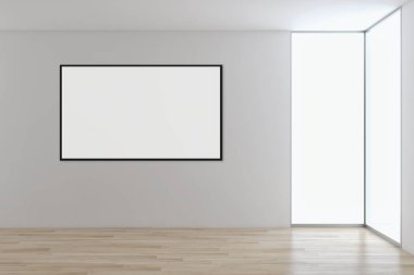 Sahte poster çerçeve resimde 3d render oluşturulan bilgisayar görüntü ile modern parlak iç daire