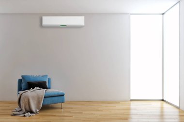 IMAG modern parlak iç daire Salon Klima illüstrasyon 3d işleme bilgisayar ile oluşturulan