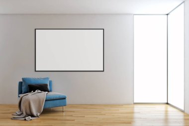 Sahte poster çerçeve resimde 3d render oluşturulan bilgisayar görüntü ile modern parlak iç daire