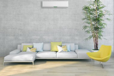 büyük lüks modern parlak iç daire Salon 3d render oluşturulan bilgisayar görüntü illüstrasyon 