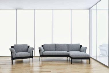 büyük lüks modern parlak iç daire salon illüstrasyon 3d render