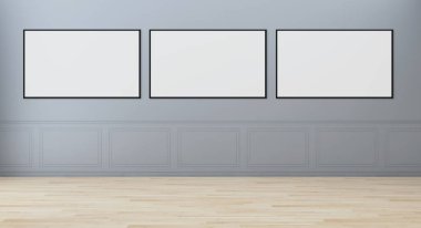 Sahte poster çerçeve resimde 3d render oluşturulan bilgisayar görüntü ile modern parlak iç daire