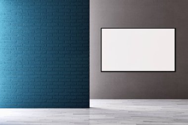 Sahte poster çerçeve resimde 3d render oluşturulan bilgisayar görüntü ile modern parlak iç daire