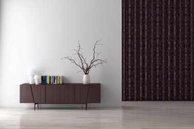 büyük lüks modern parlak iç daire Salon 3d render oluşturulan bilgisayar görüntü illüstrasyon 