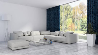 büyük lüks modern parlak iç daire Salon 3d render oluşturulan bilgisayar görüntü illüstrasyon