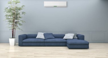 Modern parlak iç daire Salon Klima illüstrasyon 3d işleme bilgisayar ile görüntü oluşturulan