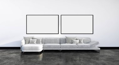 Sahte poster çerçeve resimde 3d render oluşturulan bilgisayar görüntü ile modern parlak iç daire