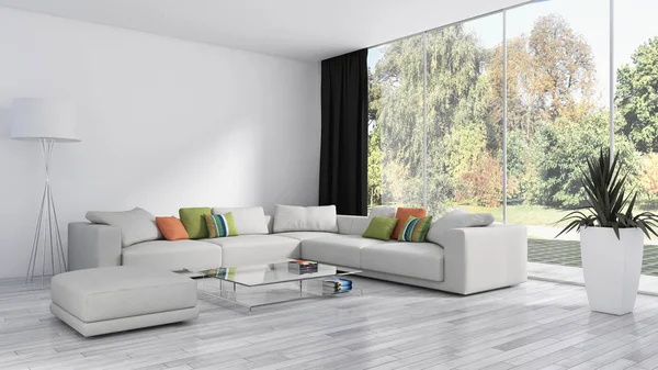 Grande Lusso Moderno Luminoso Interni Appartamento Soggiorno Illustrazione Rendering Immagine — Foto Stock