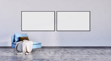 Sahte poster çerçeve resimde 3d render oluşturulan bilgisayar görüntü ile modern parlak iç daire