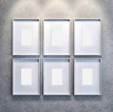 Sahte poster çerçeve resimde 3d render oluşturulan bilgisayar görüntü ile modern parlak iç daire