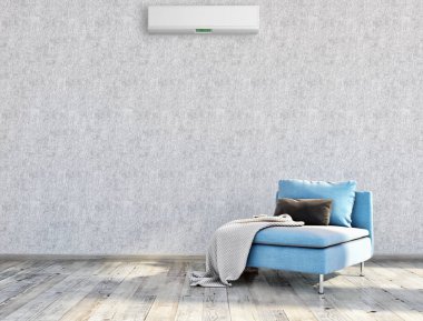 Modern parlak iç daire Salon Klima illüstrasyon 3d işleme bilgisayar ile görüntü oluşturulan