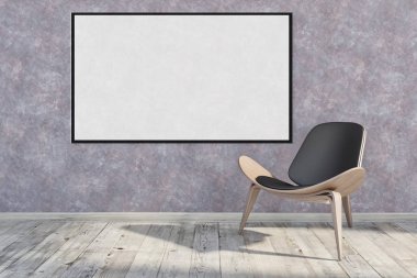 Sahte poster çerçeve resimde 3d render oluşturulan bilgisayar görüntü ile modern parlak iç daire