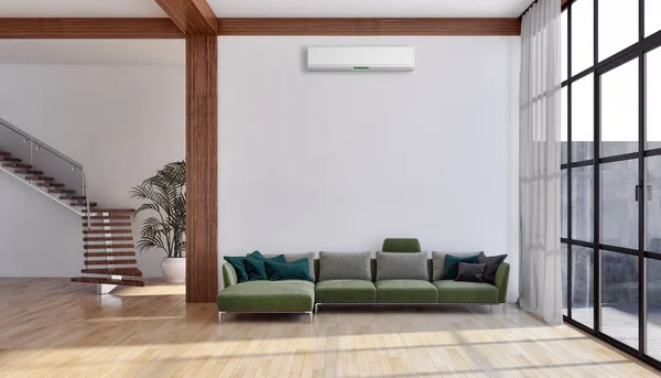 Moderno Apartamento Interiores Luminosos Sala Estar Con Aire Acondicionado Ilustración — Foto de Stock