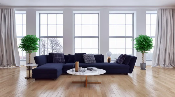 büyük lüks modern parlak iç daire Salon 3d render oluşturulan bilgisayar görüntü illüstrasyon