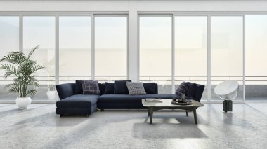 büyük lüks modern parlak iç daire Salon 3d render oluşturulan bilgisayar görüntü illüstrasyon