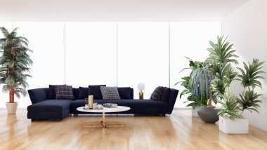 büyük lüks modern parlak iç daire Salon 3d render oluşturulan bilgisayar görüntü illüstrasyon