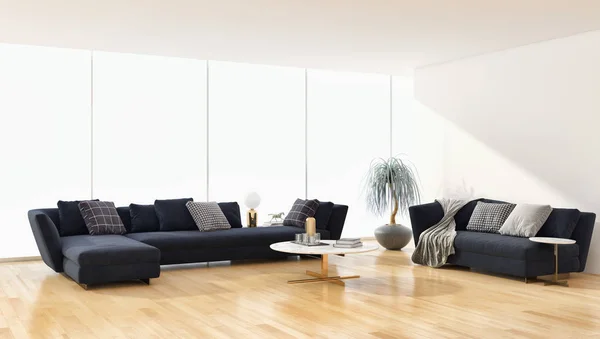 Gran Lujo Moderno Interiores Luminosos Apartamento Sala Estar Ilustración Renderizado — Foto de Stock