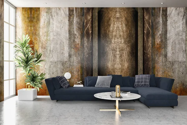 Stora Lyxiga Moderna Ljusa Interiörer Vardagsrum Med Rendering Illustration Digitalt — Stockfoto