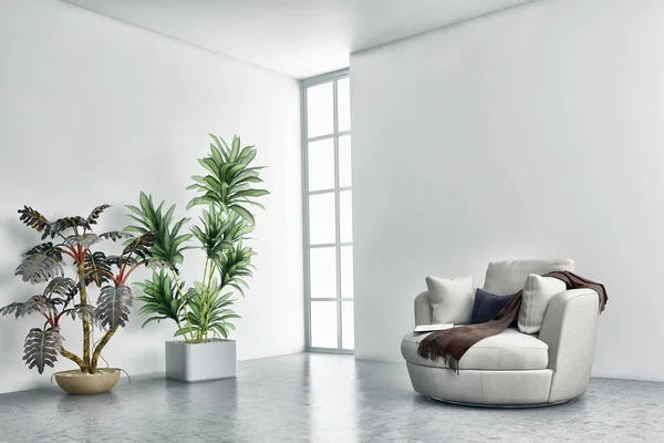 Grand Luxe Moderne Intérieurs Lumineux Salon Avec Illustration Rendu Image — Photo