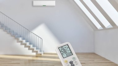 büyük lüks modern parlak iç mekan Oda Klima 3d render oluşturulan bilgisayar görüntü illüstrasyon değil fotoğraf ve özel özellik boş