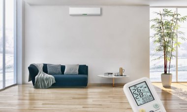 büyük lüks modern parlak iç mekan Oda Klima 3d render oluşturulan bilgisayar görüntü illüstrasyon değil fotoğraf ve özel özellik boş