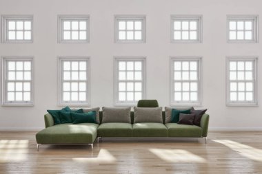 büyük lüks modern parlak iç oturma odası 3d işleme bilgisayar dijital görüntü illüstrasyon