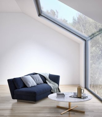 büyük lüks modern parlak iç oturma odası illüstrasyon 3d