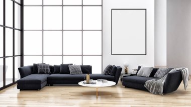 büyük lüks modern parlak iç mekanları ile sahte poster çerçeve resimde 3d render oluşturulan bilgisayar görüntüsü değil fotoğraf ve özel özelliği