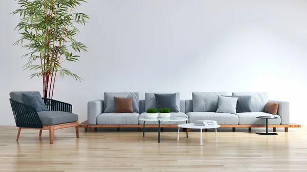 Large Luxury Modern Bright Interiors Living Room Illustration — Stock Photo, Image