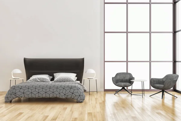 Modern Helder Bed Kamer Interieurs Rendering Illustratie Computer Gegenereerde Afbeelding — Stockfoto