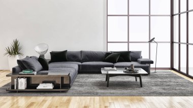 büyük lüks modern parlak iç oturma odası 3d işleme bilgisayar dijital görüntü illüstrasyon