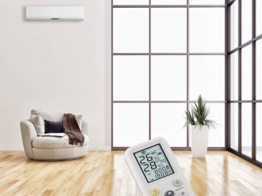 görüntü değil fotoğraf ve değil özel mülkiyet büyük lüks modern parlak iç Klima illüstrasyon 3d işleme bilgisayar ile oluşturulan