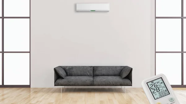 Grote Luxe Moderne Lichte Interieur Met Airconditioning Afbeelding Rendering Computer — Stockfoto