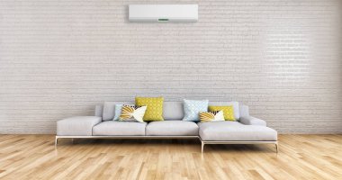 görüntü değil fotoğraf ve değil özel mülkiyet büyük lüks modern parlak iç Klima illüstrasyon 3d işleme bilgisayar ile oluşturulan