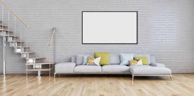 büyük lüks modern parlak iç mekanları ile sahte poster çerçeve resimde 3d render oluşturulan bilgisayar görüntüsü değil fotoğraf ve özel özelliği