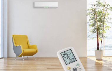 görüntü değil fotoğraf ve değil özel mülkiyet büyük lüks modern parlak iç Klima illüstrasyon 3d işleme bilgisayar ile oluşturulan