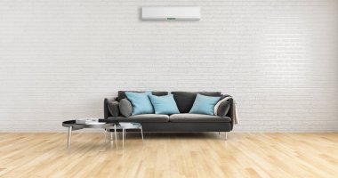 görüntü değil fotoğraf ve değil özel mülkiyet büyük lüks modern parlak iç Klima illüstrasyon 3d işleme bilgisayar ile oluşturulan