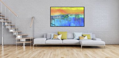 büyük lüks modern parlak iç mekanları ile sahte poster çerçeve resimde 3d render oluşturulan bilgisayar görüntüsü değil fotoğraf ve özel özelliği