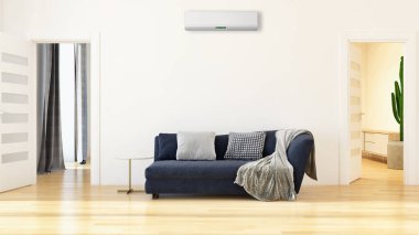 görüntü değil fotoğraf ve değil özel mülkiyet büyük lüks modern parlak iç Klima illüstrasyon 3d işleme bilgisayar ile oluşturulan