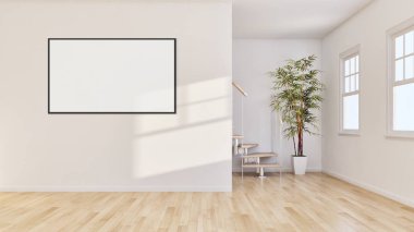 büyük lüks modern parlak iç mekanları ile sahte poster çerçeve resimde 3d render oluşturulan bilgisayar görüntüsü değil fotoğraf ve özel özelliği