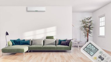 görüntü değil fotoğraf ve değil özel mülkiyet büyük lüks modern parlak iç Klima illüstrasyon 3d işleme bilgisayar ile oluşturulan