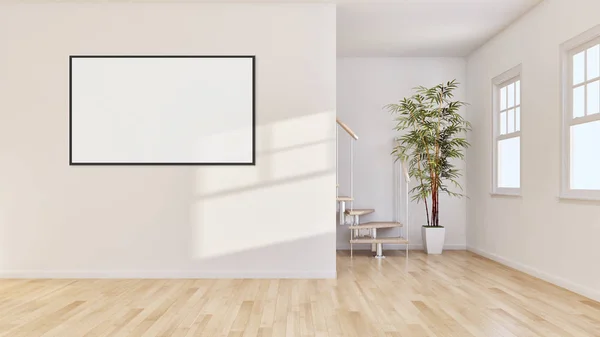 Grandes Interiores Luminosos Modernos Luxo Com Imagem Quadro Cartaz Mock — Fotografia de Stock