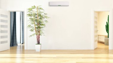 görüntü değil fotoğraf ve değil özel mülkiyet büyük lüks modern parlak iç Klima illüstrasyon 3d işleme bilgisayar ile oluşturulan