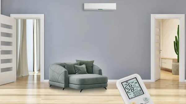 Large Luxury Modern Bright Interiors Air Conditioning Illustration Rendering Computer — Stock Photo, Image