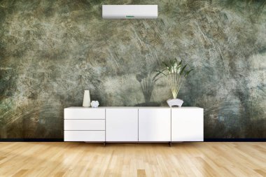 görüntü değil fotoğraf ve değil özel mülkiyet büyük lüks modern parlak iç Klima illüstrasyon 3d işleme bilgisayar ile oluşturulan